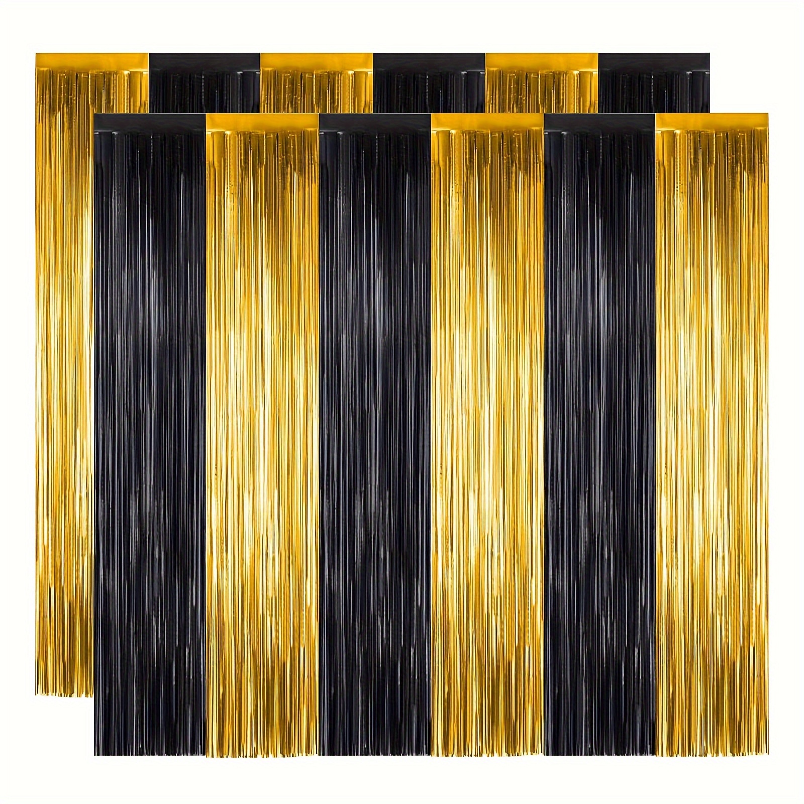 Black Foil Fringe Curtain, Tinsel Metallic Curtains Photo Backdrop