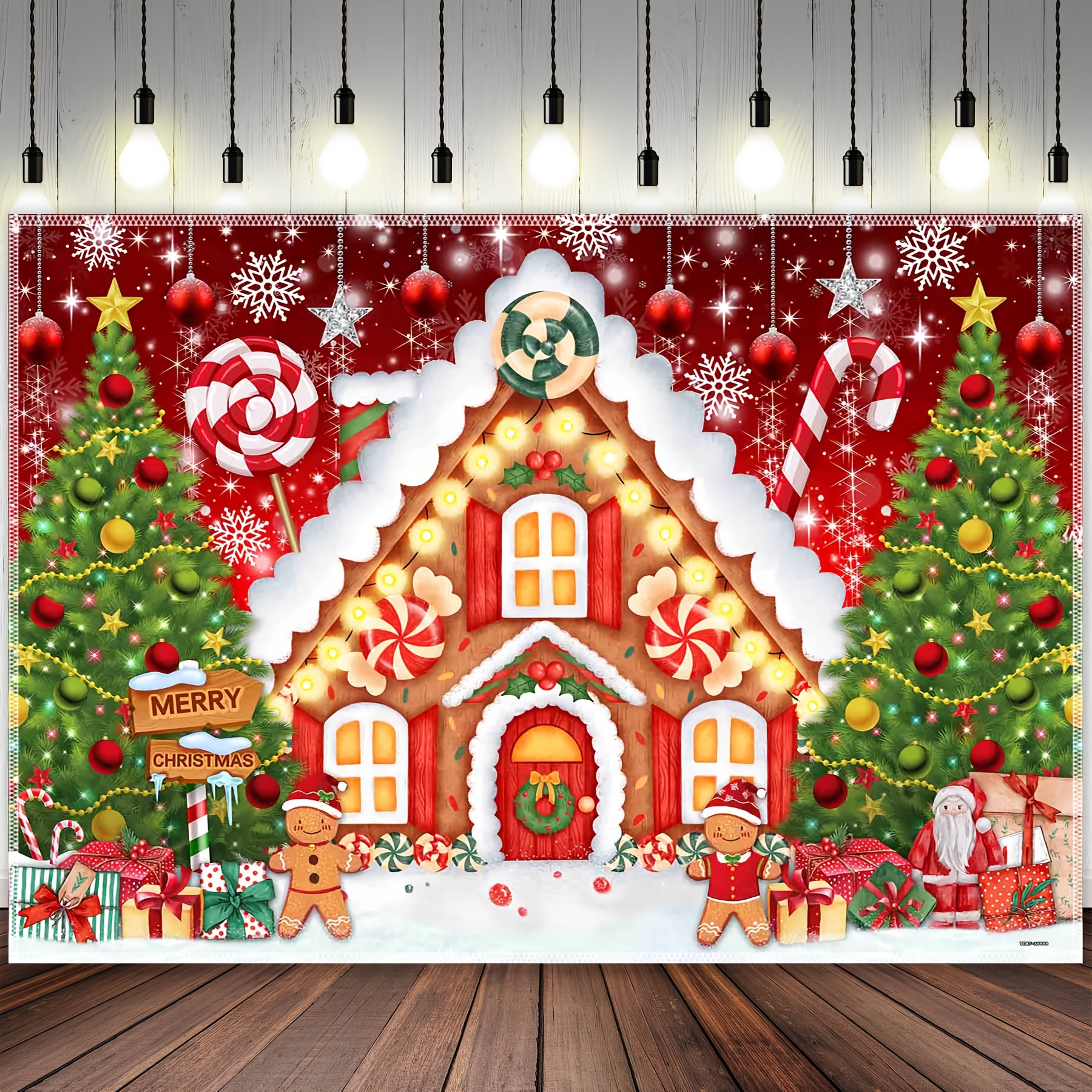 Christmas Gingerbread House Polyester Photography Backdrop - Temu