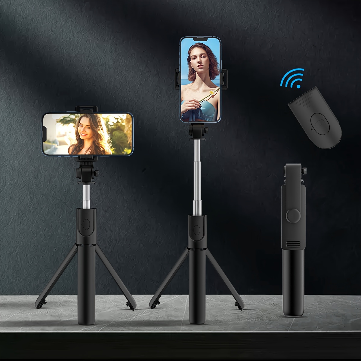 Trípode selfie stick con control remoto, mini trípode para teléfono, 3 en 1  inalámbrico Bluetooth Selfie Stick para dispositivos iOS y Android, palo