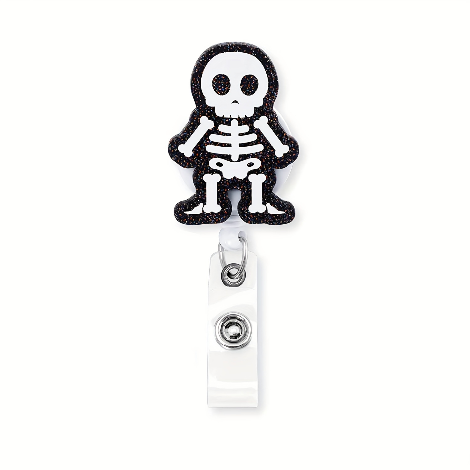 Halloween Badge Reel Retractable ID Clip Cute Funny Skeleton Skull