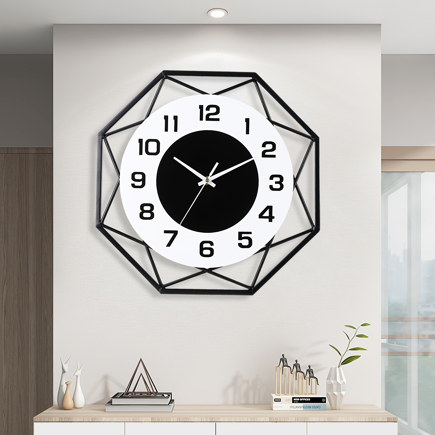 Reloj de pared grande de 15,7 pulgadas decorativo, reloj hueco