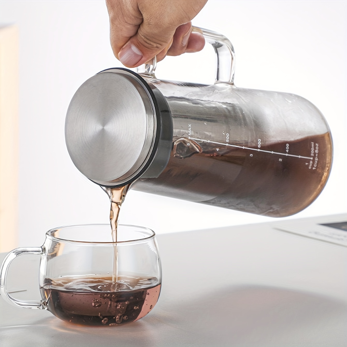 Glass and Stainless Steel Cold Brew Coffee Infuser Carafe