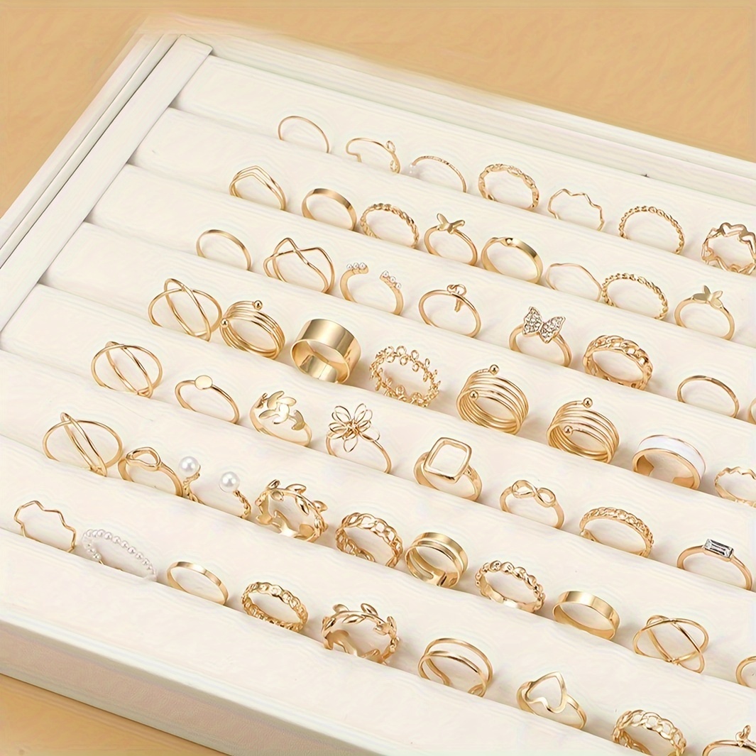 66pcs Flower Butterfly Heart Ring Set For Daily Party