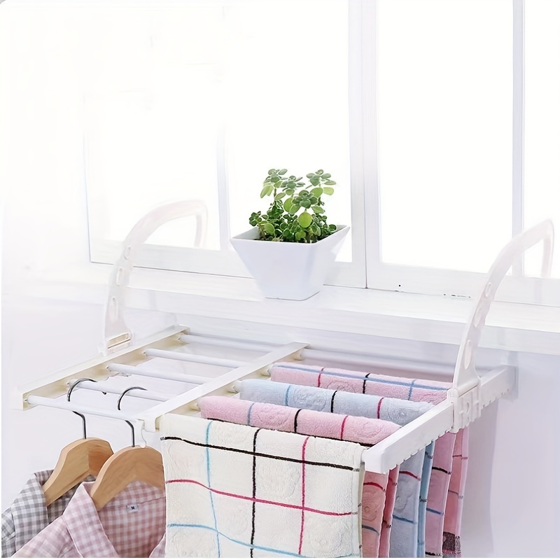 Tendedero pequeño con ventana de acero inoxidable, alféizar de ventana,  plegable, colgante, balcón - AliExpress