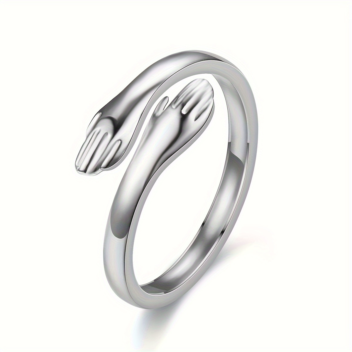 Anello Aperto In Acciaio Inossidabile Con Forma Di Foglie Di Ramo