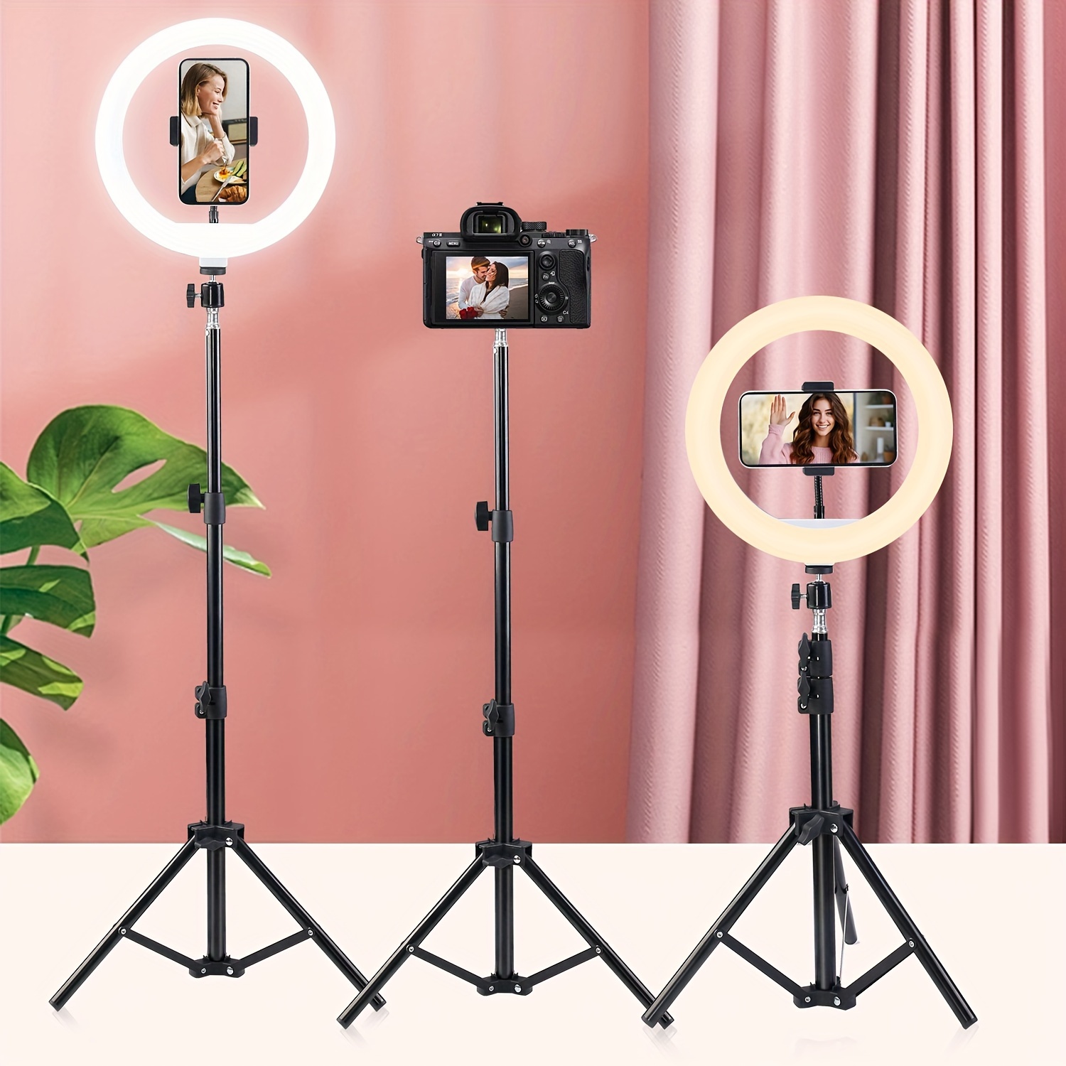 10 LED Ring Light with Tripod Stand & Phone Holder for Live