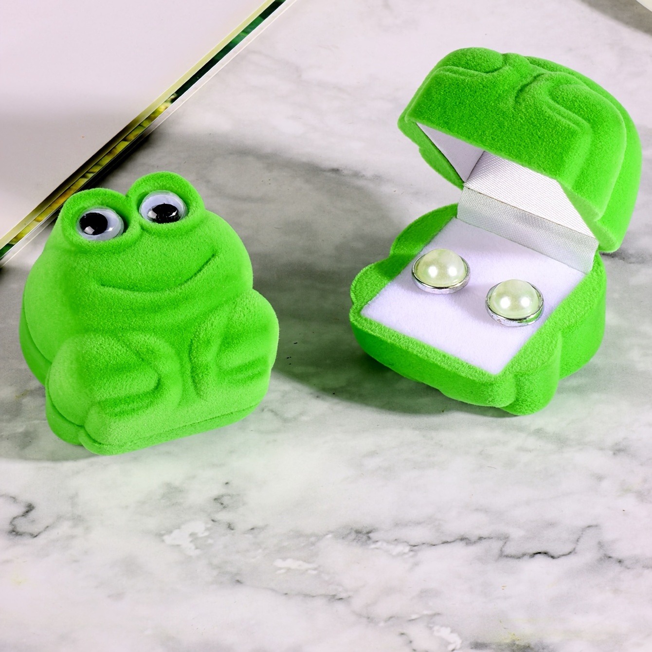 Lovely Cartoon Frog Green Gift Ring Jewelry Box Packing - Temu Canada