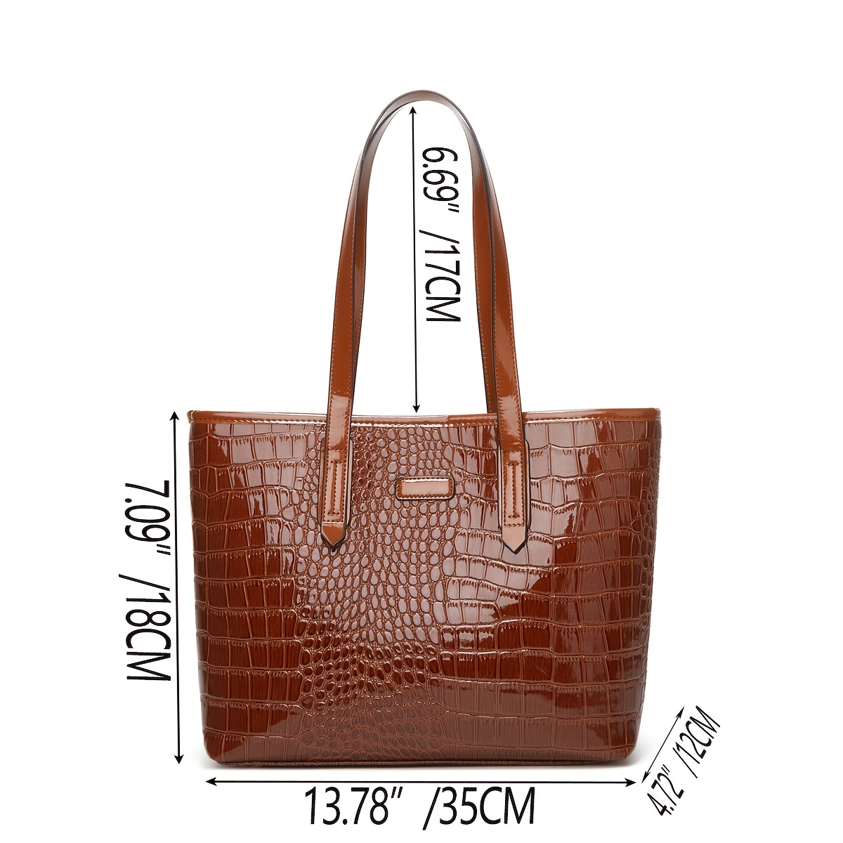 Crocodile Pattern Tote Bag Large capacity Faux Leather Shoulder Bag