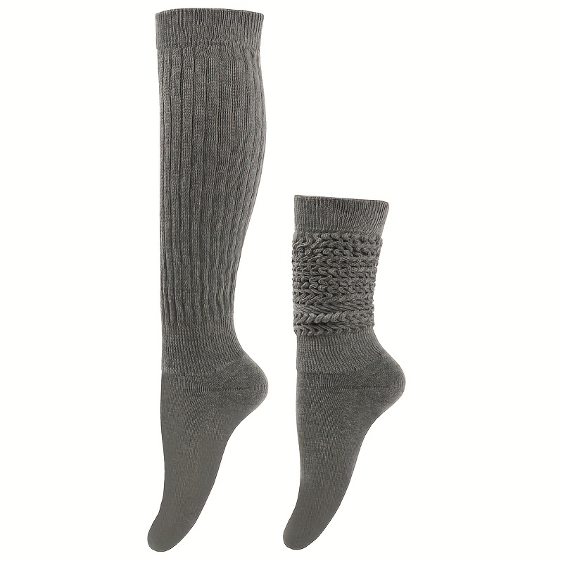 Thick Thermal Knee High Socks Knit Style Solid Color Calf - Temu