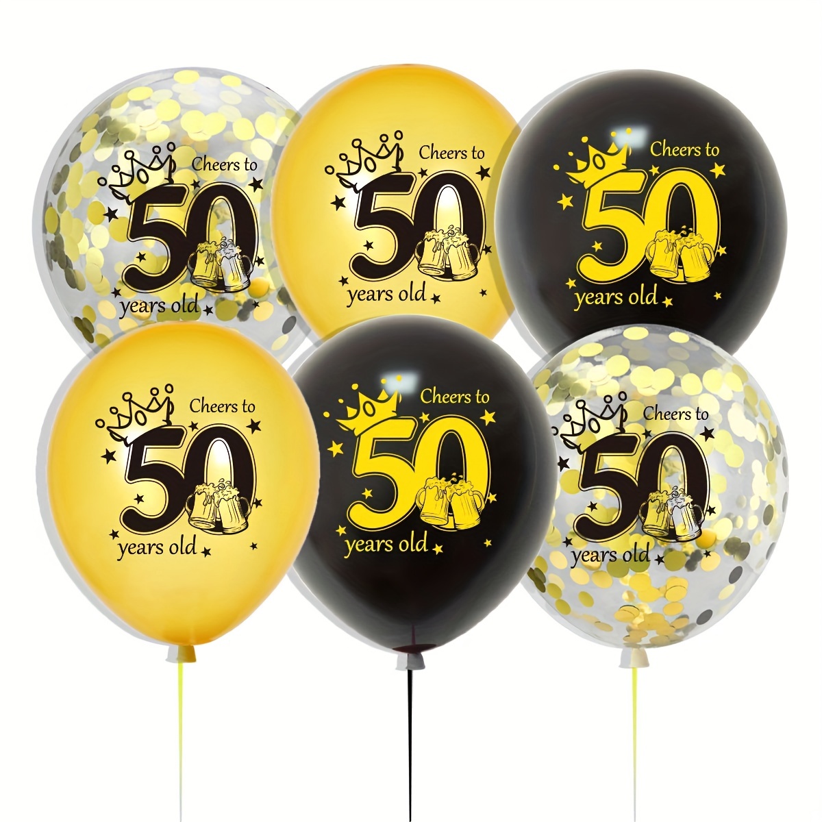 Globos de fiesta de cumpleaños número 50 de 12 pulgadas, globos de 50 años,  decoración de fiesta de cumpleaños temática de aniversario de 50 años