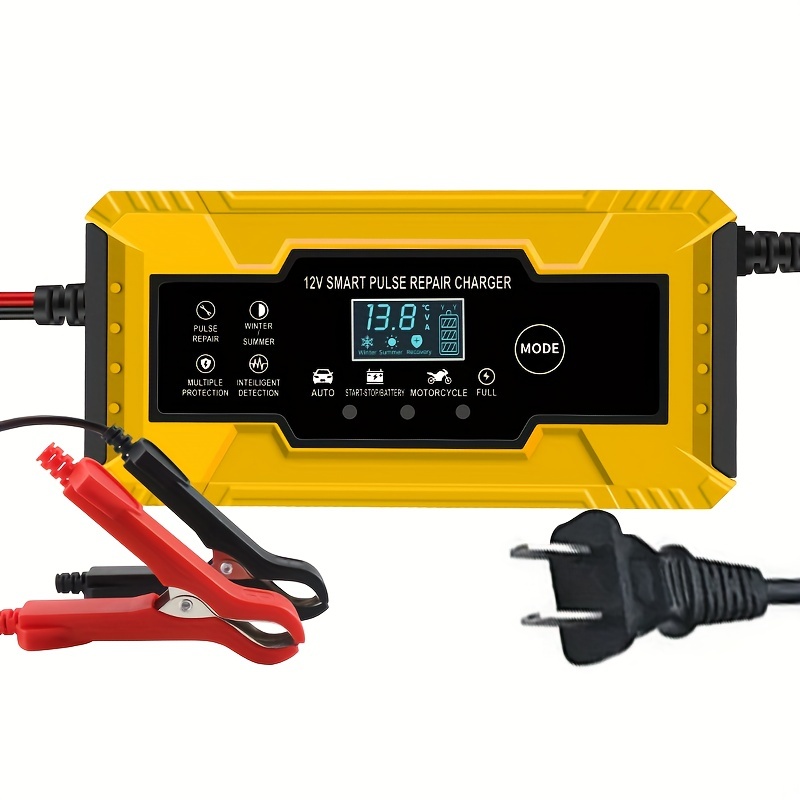 Cargador de batería inteligente para automóvil, 110-240 V (entrada) 12 V/8  A 24 V/4 A (salida) cargador de batería automotriz con pantalla digital LCD