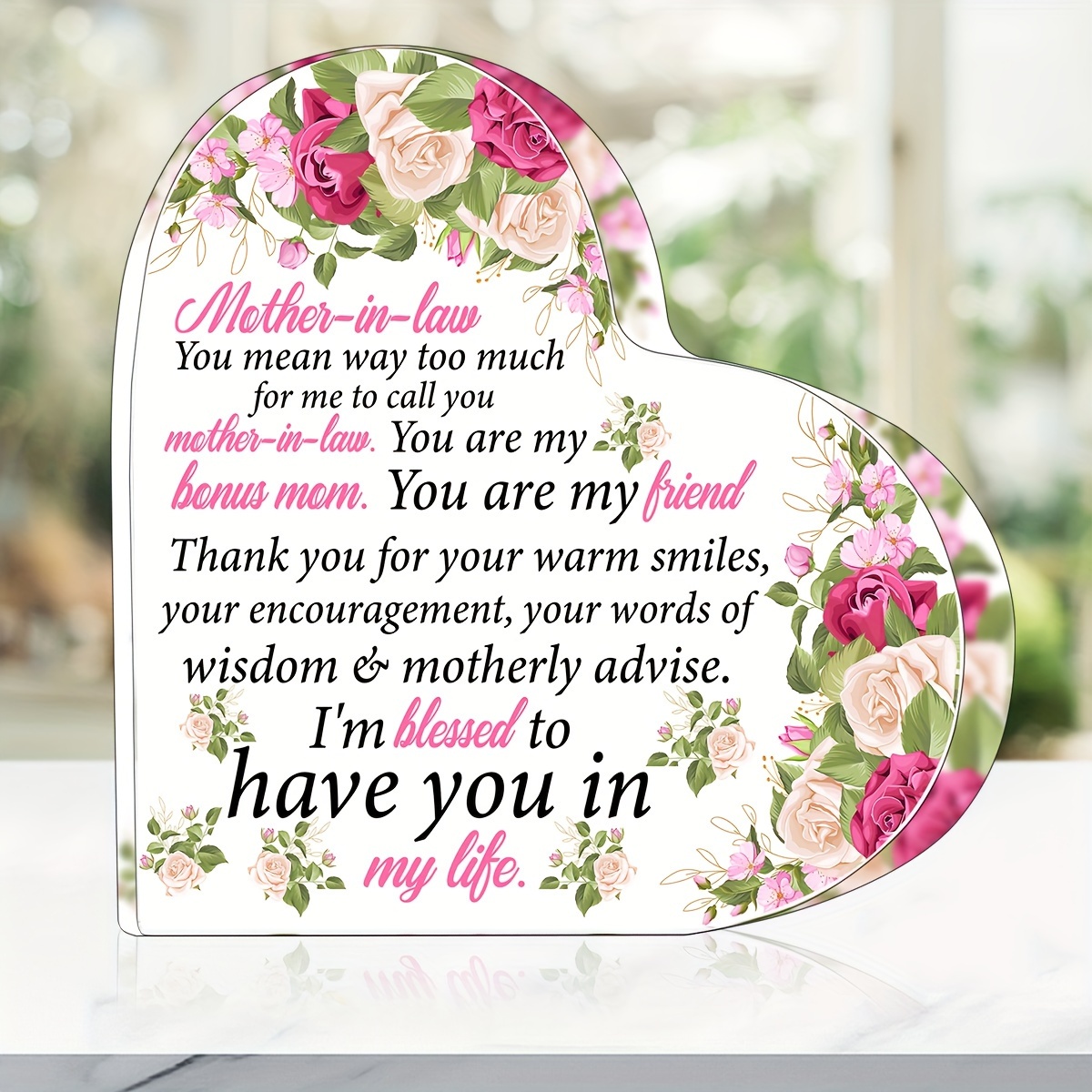 Mother in Law Gift, Mom Birthday Gifts for Mother in Law, Best Mom Ever  Gifts Appreciation Gifts Mother in Law Definition Acrylic Plaque Desk Signs