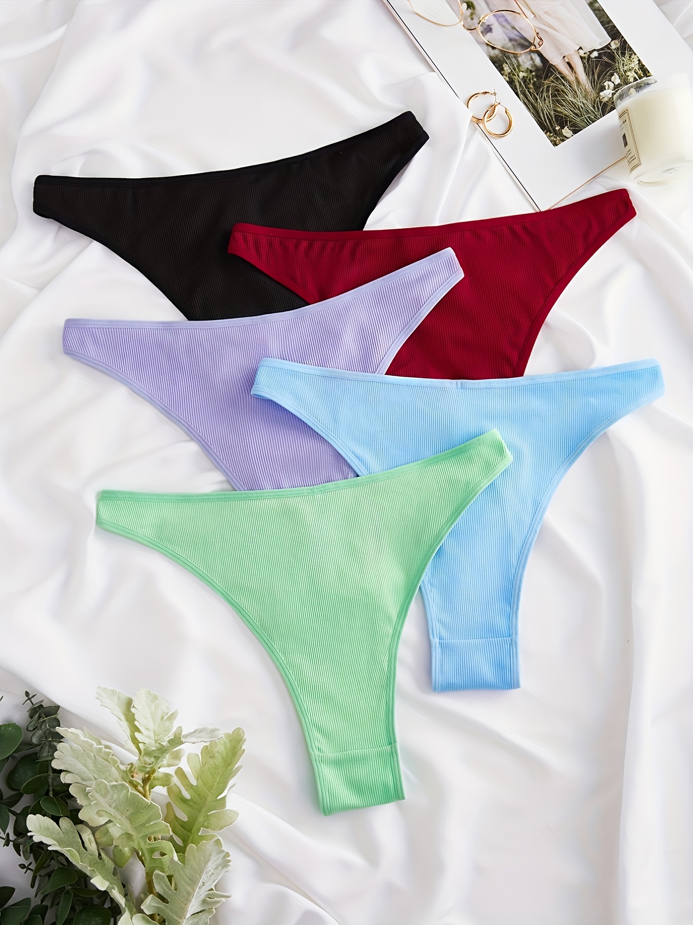 Plus Size Romantic Panties Set Women's Plus Ribbed Knit - Temu