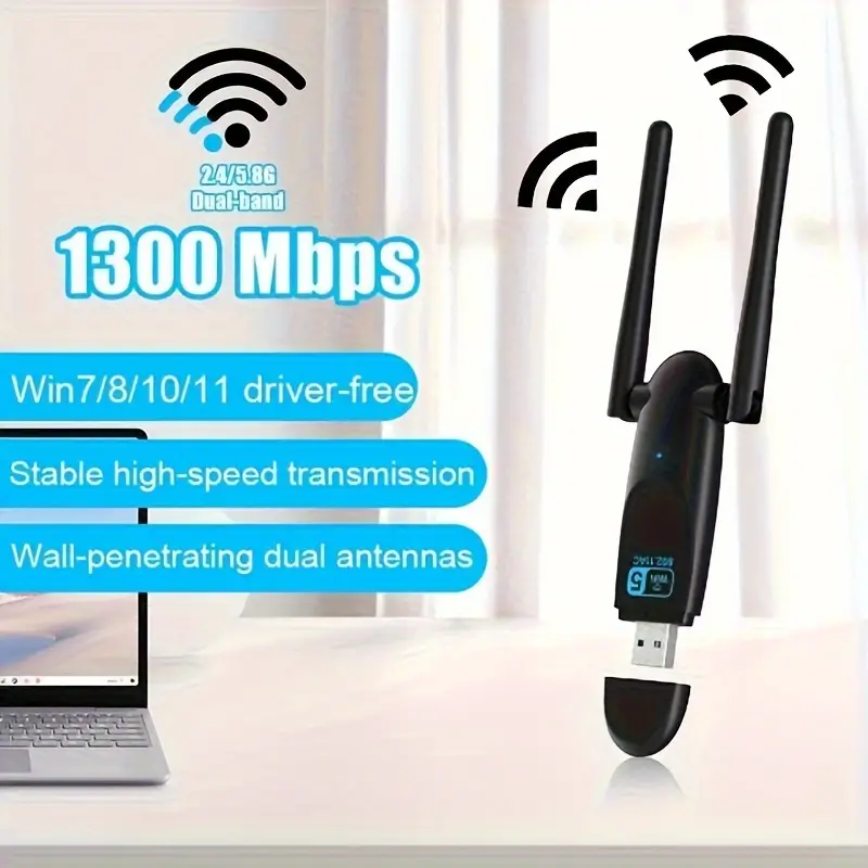 1300M Carte Réseau Wifi USB Double Bande Récepteur WiFi - Temu France