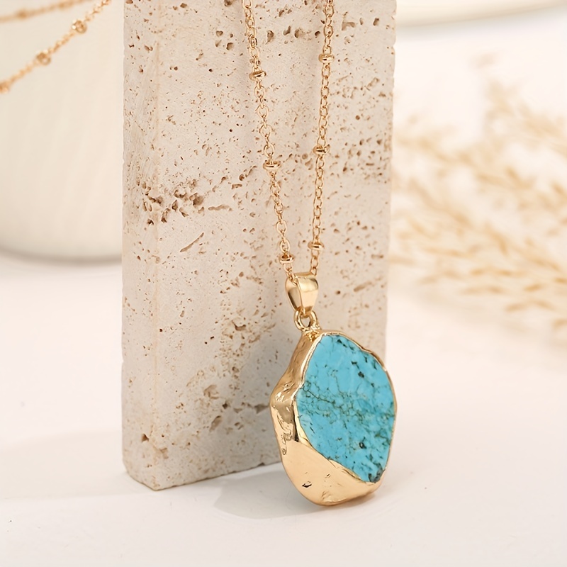 Turquoise stone gold deals necklace