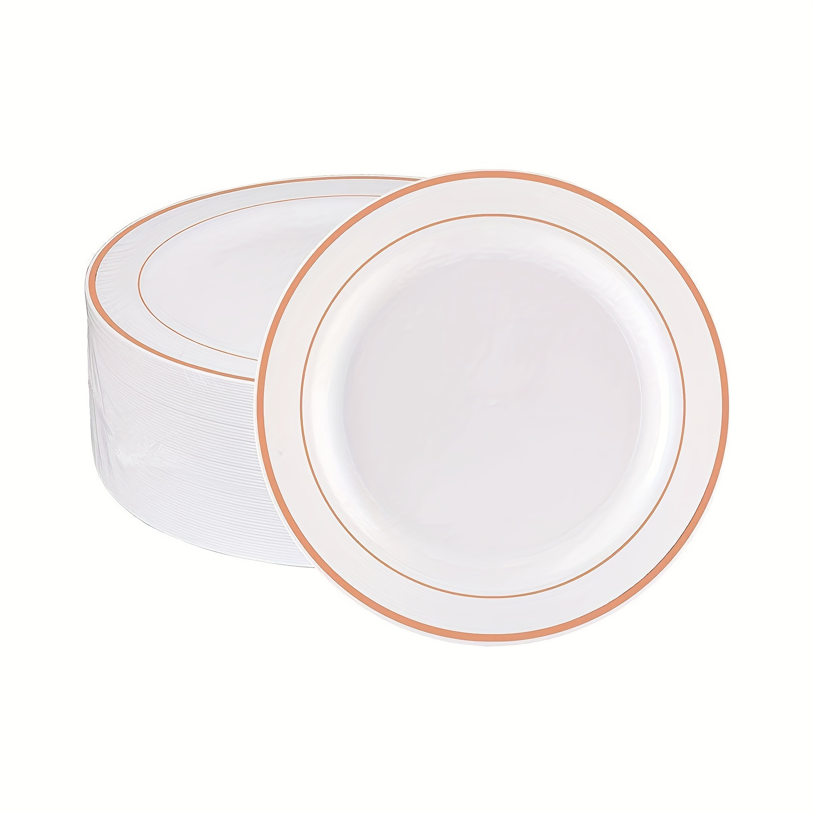 30pcs Fancy Wedding Plates with Golden Rim 19.05cm