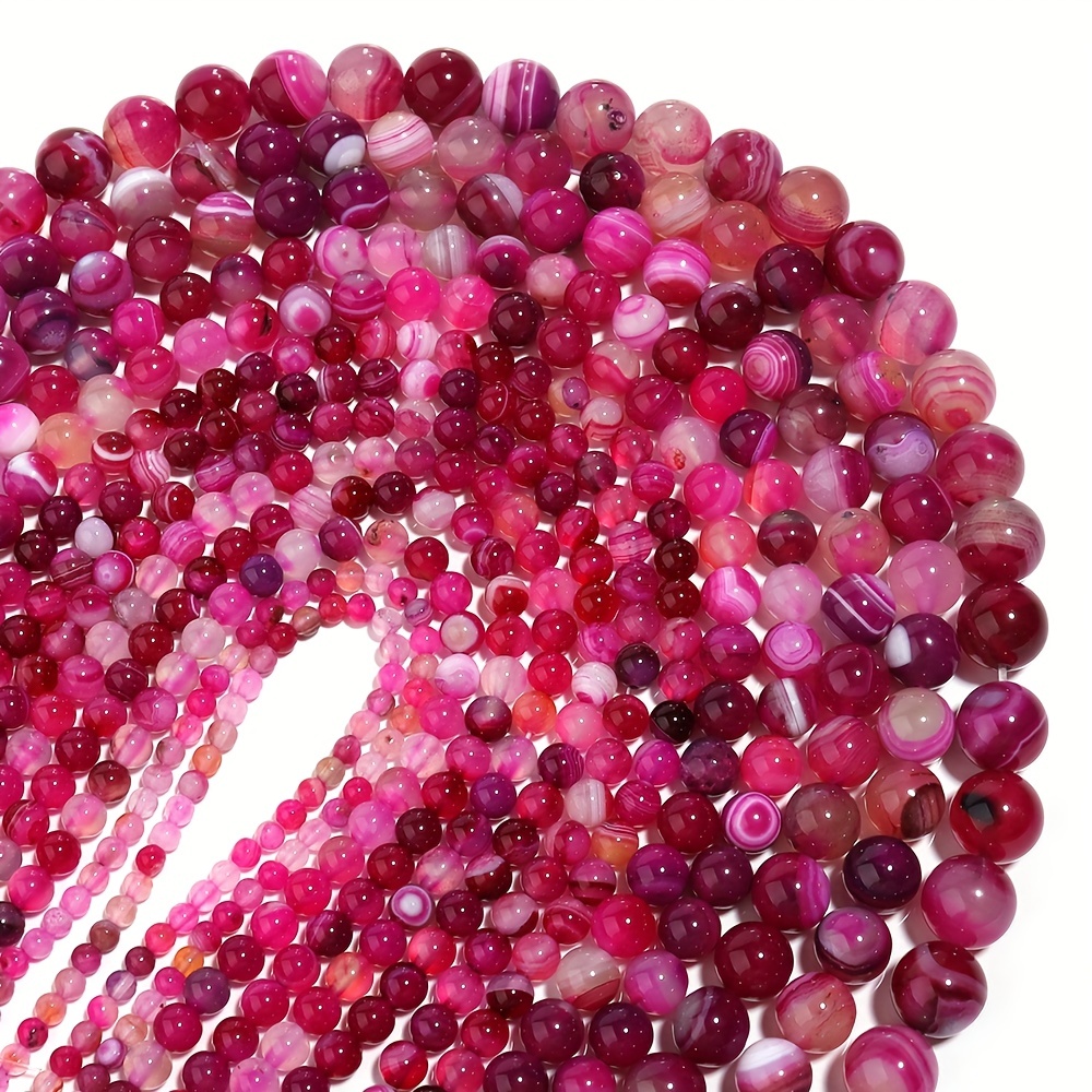 

1 Strand Natural Rose-red Striped Agate Beads For Jewelry Making Needlework Bracelet Diy 4/6/8/10/12mm