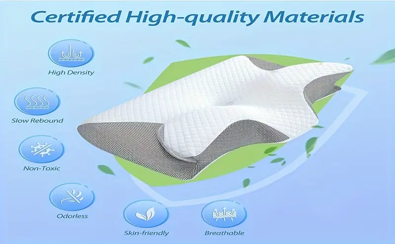 1pc memory foam cervical pillow 2 in 1 ergonomic contour orthopedic pillow for neck pain adjustable contoured support pillows removable cover details 1
