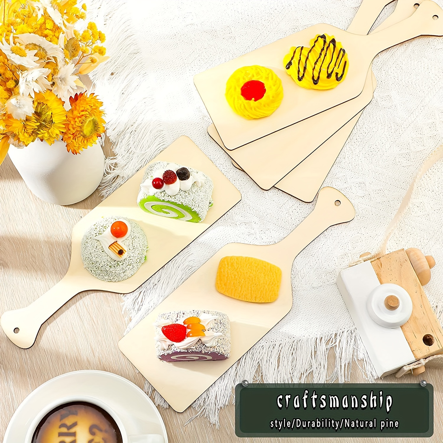 24 Pieces Mini Wood Cutting Board with Handle Wooden Chopping Board Paddle  Unfinished Mini Cheese Board Small Serving board Cooking Butcher Block for