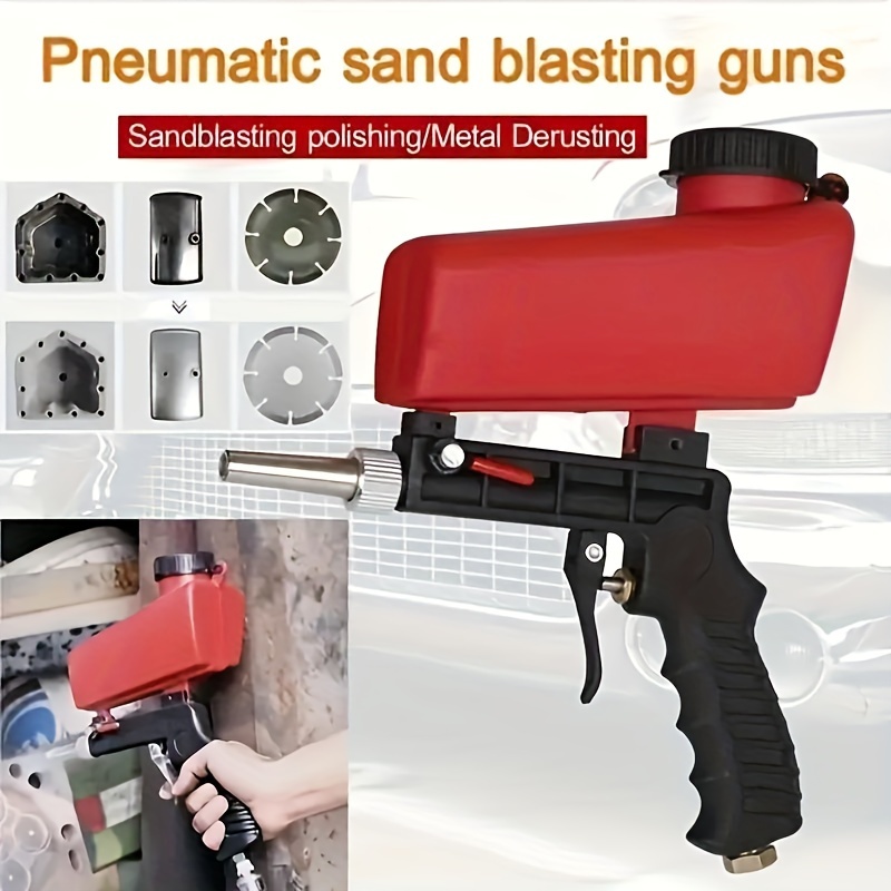 

1pc 90psi Adjustable Sandblasting Gun, Portable Gravity Pneumatic Adjustable Small Air Sandblasting Rust, Removal Sandblasting Spring