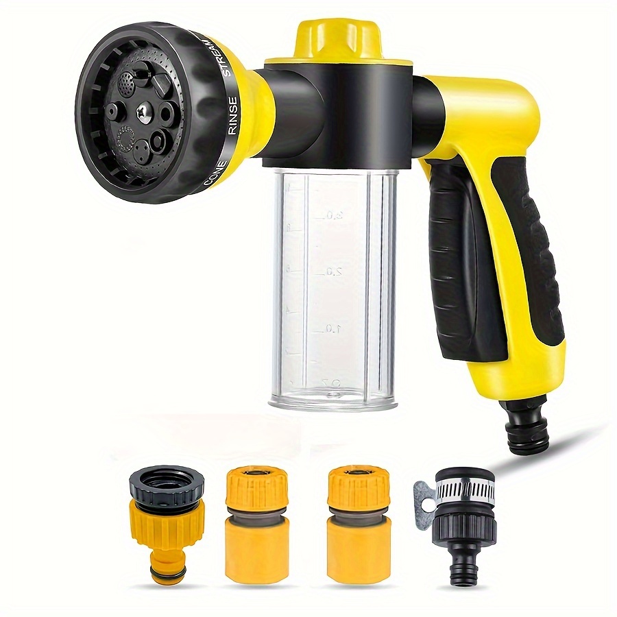  Pup Jet Dog Wash High Pressure Hose Foam Sprayer Water Gun  Garden Hose Nozzle 8 Spray Mode with Soap Dispenser Bottle for Watering  Plants Cleaning Showering Dog Washing Attachment Pet Shower