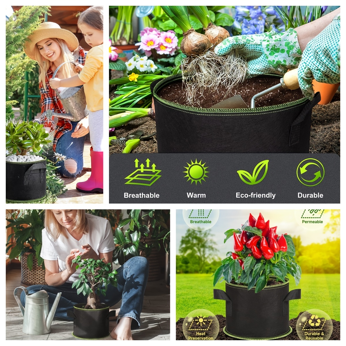 Felt Planting Grow Bag Garden Planting Pot For Vegetables Flower Tomato  Planting Container For Outdoor Large Grow Bags Garden Supplies - Temu