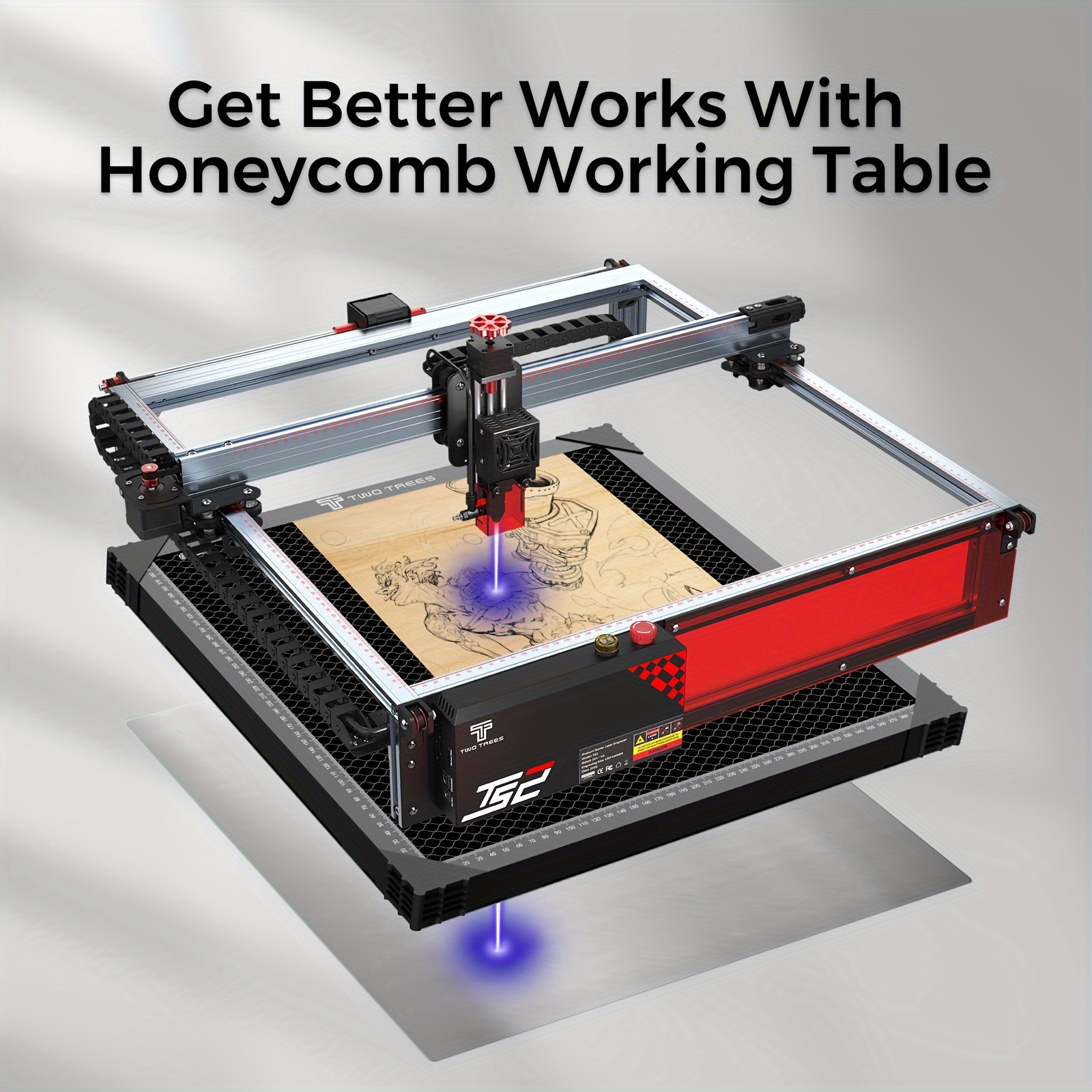 ORTUR Selected Honeycomb Laser Bed 440mm x 440mm, Laser Honeycomb Working  Table Panel for Laser Engraver Accessories, Fast Heat Dissipation, Desktop