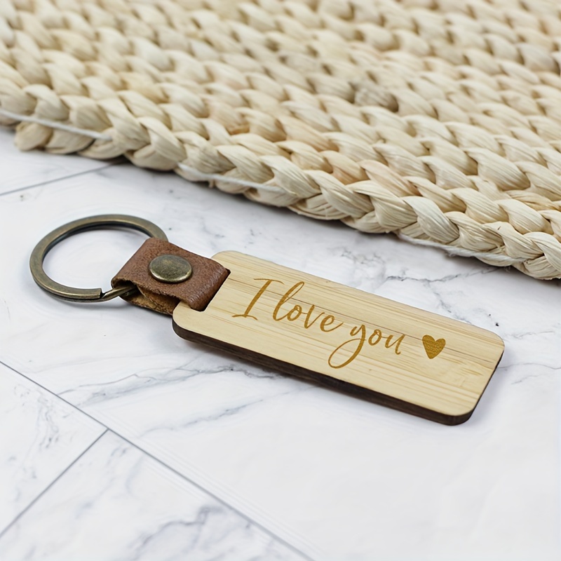 Bamboo Keychain I LOVE YOU Keyring