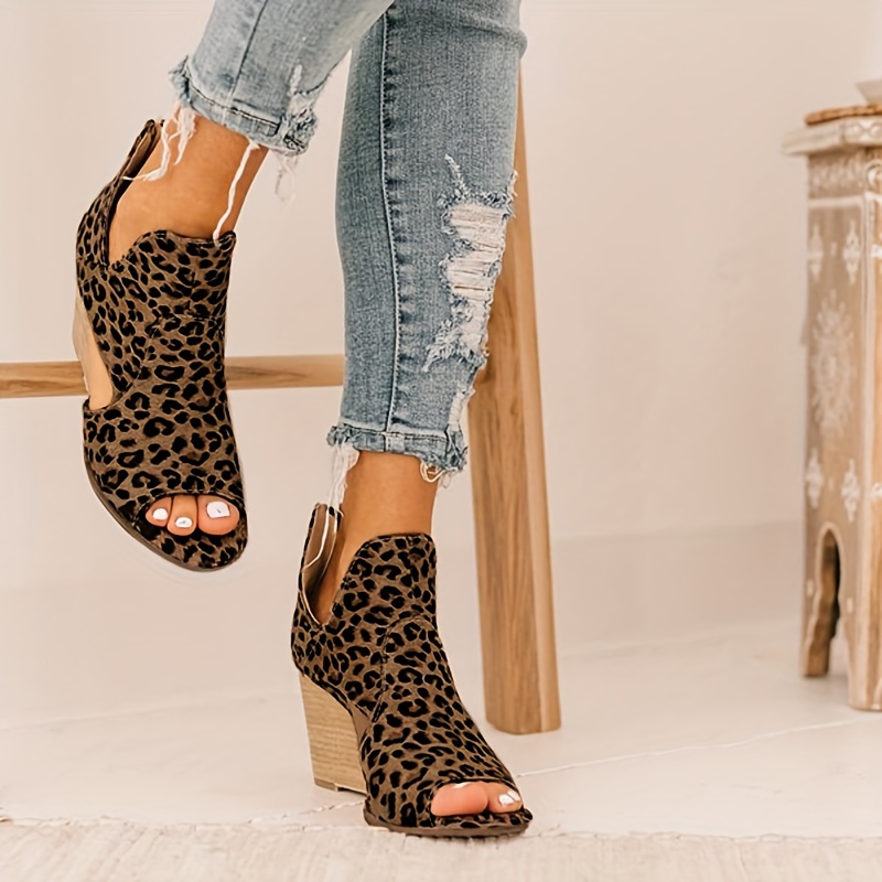 Leopard open hotsell toe booties