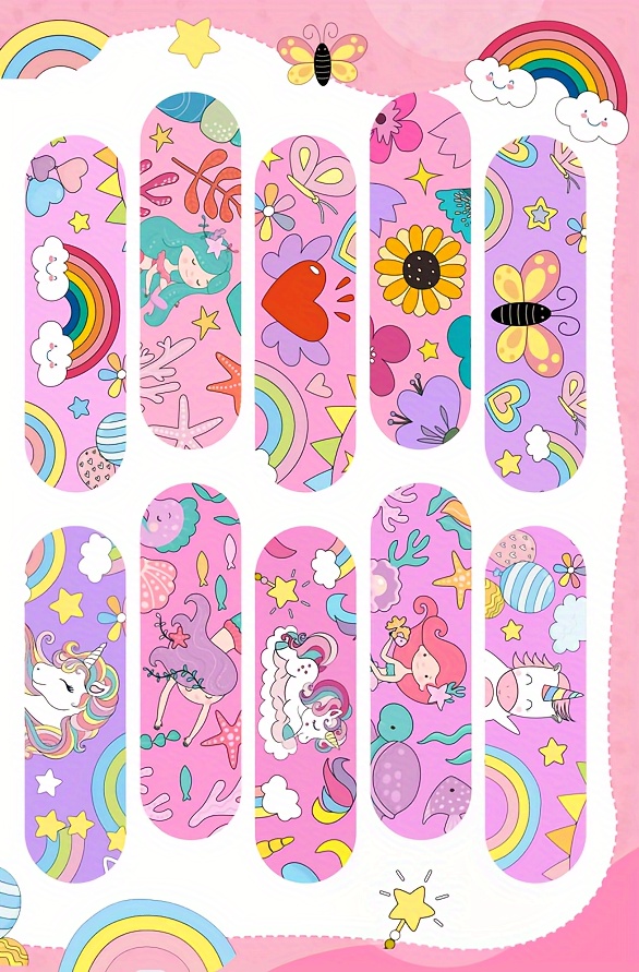 20/50/80 Pack Pink Cartoon Band-Aids with Rainbow, Unicorn, Butterfly & Heart Designs - Soft Adhesive Wound Coverings for Cuts, Scrapes & Light Injuries, Cute Bandages, Playful Design, Flexible Bandages