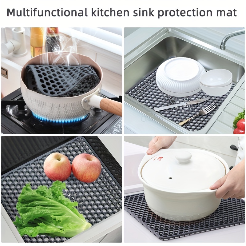 Silicone Sink Protector, Silicone Kitchen Sink Mat Grid Pad -  Multifunctional Kitchen Mat For Fragile Glassware, Stainless Steel Ceramic  Sinks