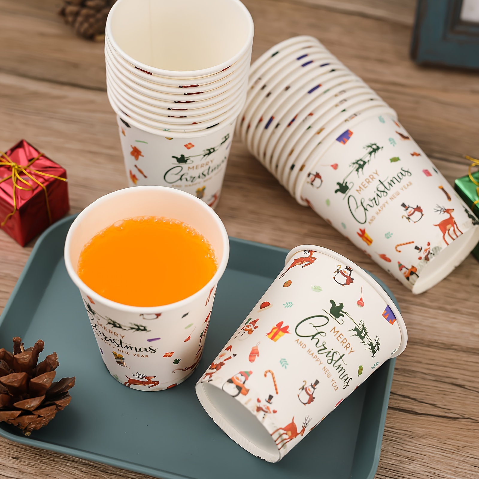 Christmas Pattern Mouthwash Cups Christmas Party Disposable - Temu Austria