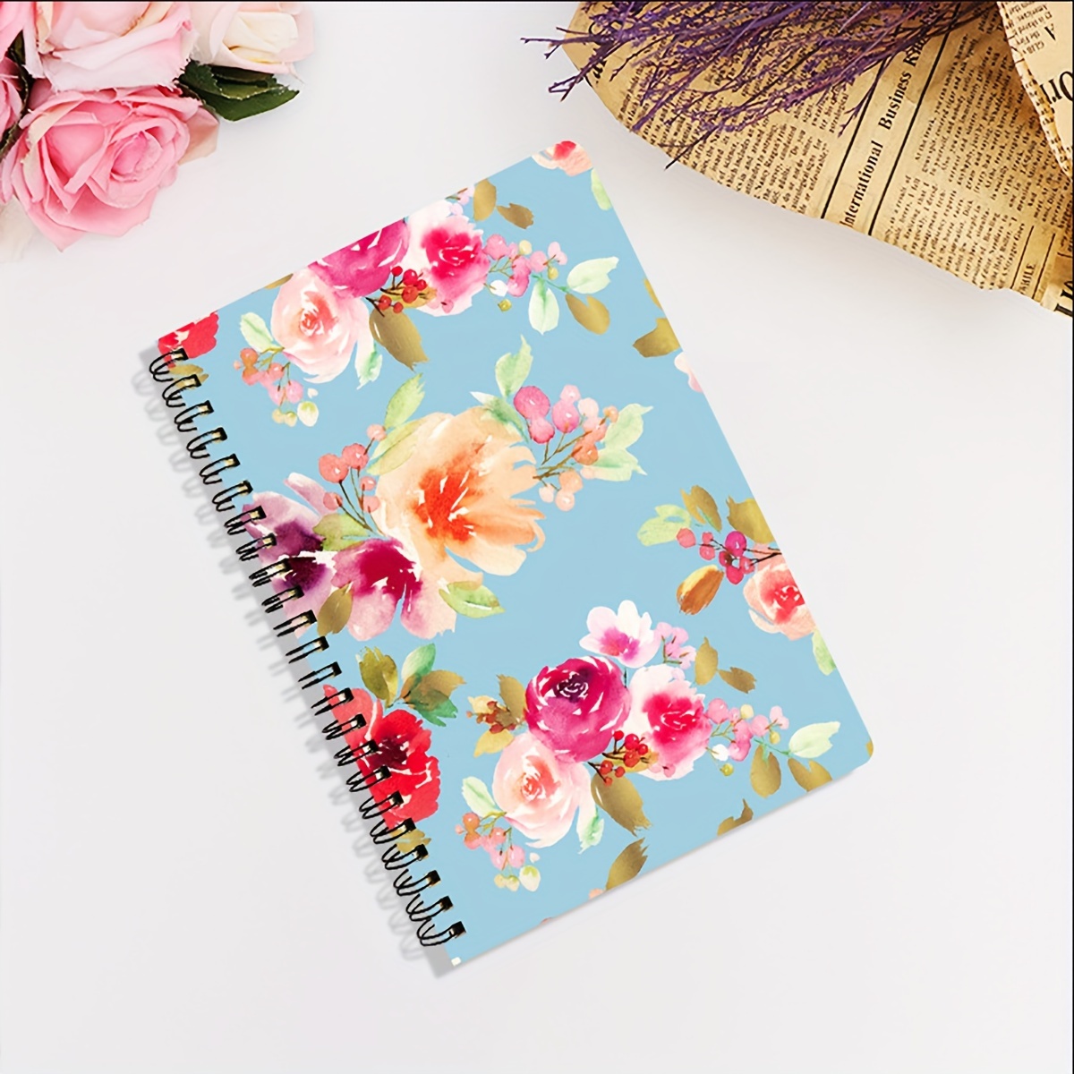 A5 Hardcover Spiral Writing Notebook Ruled Notebook Fower - Temu