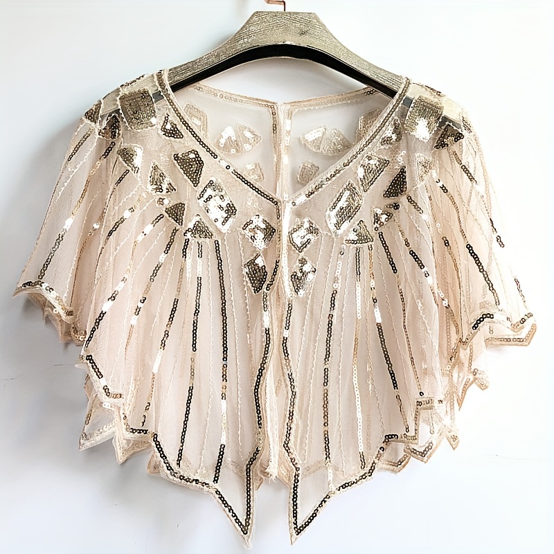 Шаль 1920-х годов, украшенная бисером и пайетками, вечерний накидка, свадебная шаль, волнистая блузка, детали 29