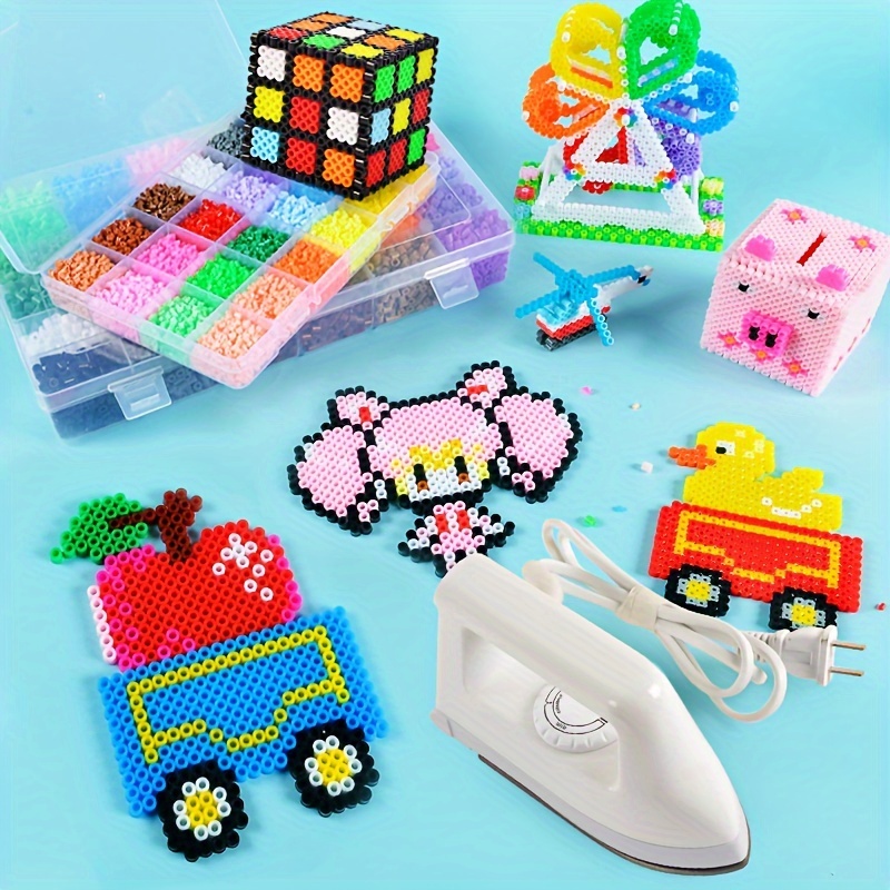 2.6mm Mini Perler kit Hama beads Whole Set with Pegboard and Iron 3D Puzzle  DIY Toy Kids Creative Handmade Craft Toy Gift