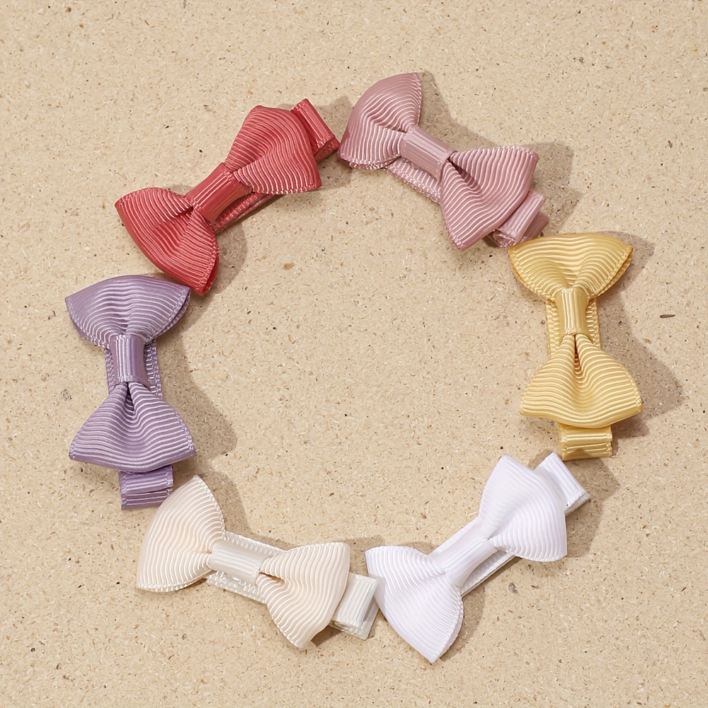 

6pcs Headwear Baby Cute Hairpin, Solid Color Bow Edge Clip For Baby Girls