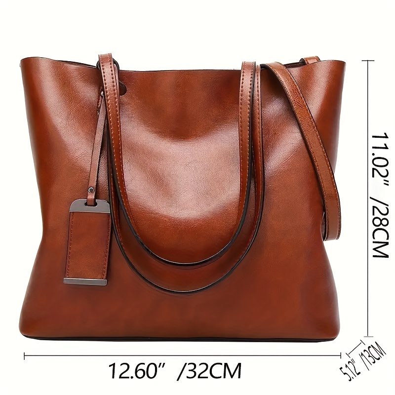Fashion Pu Leather Handbag, Large Capacity Shoulder Bag - Temu