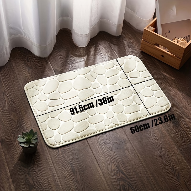 1pc Cobblestone Embossed Bathroom Bath Mat, Memory Foam Rapid