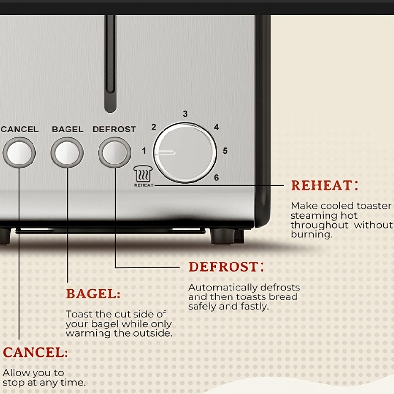 2 Toaster, Extra Wide Slots Black Toaster With Reheat, Bagel, Defrost,  Cancel Function, 6-shade Settings, Removable Crumb Tray And High Lift Lever  Classic Bread Toaster, Cookware, Kitchenware, Kitchen Stuff Small Kitchen  Appliance 