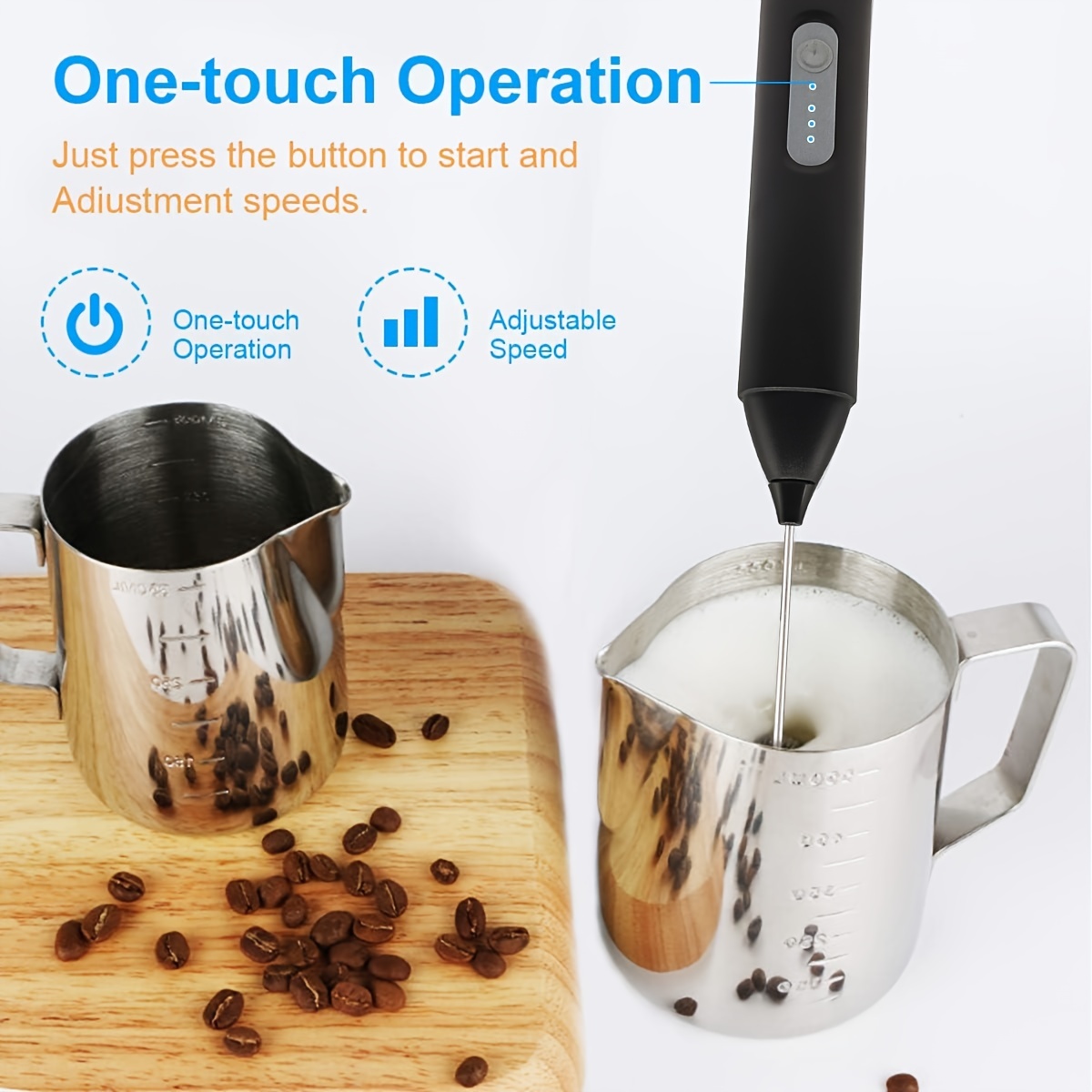 1pc rechargeable milk frother automatic handheld foam maker electric milk frother details 1