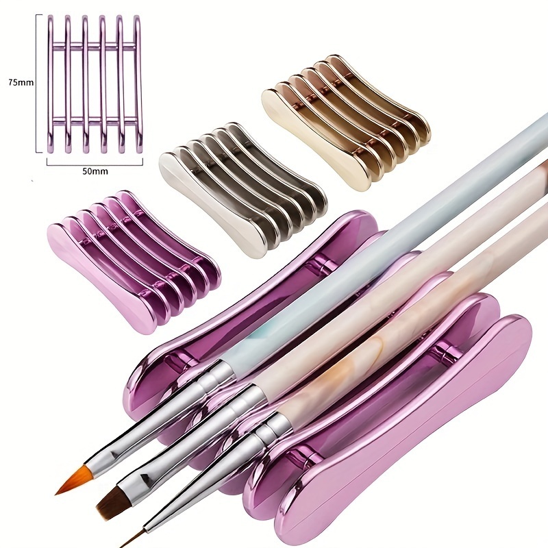 

3 Colors Optional Metal Electroplating Nail Pen Holder Mini Small Pen Holder Multifunctional 5 Grid Nail Pen Holder Acrylic Nails Remover