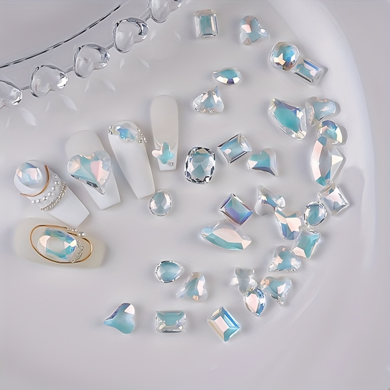 120 Pcs Peacock Blue Crystals Nail Rhinestones – The Additude Shop