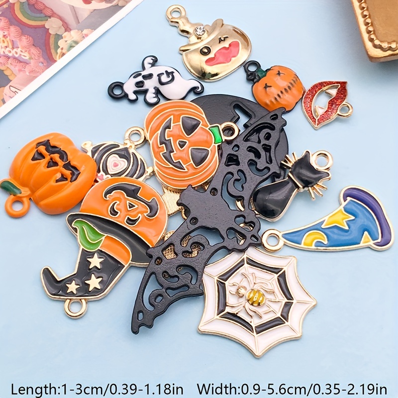 Lot Enamel Halloween Charms Cute Pumpkin Bat Ghost Charms - Temu