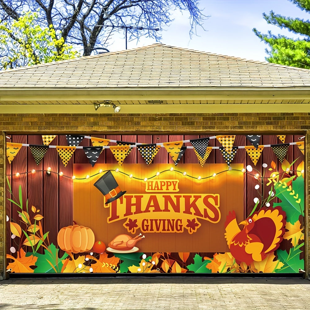 1pc, Happy Thanksgiving Mural Lights With Garage Door Banner (71