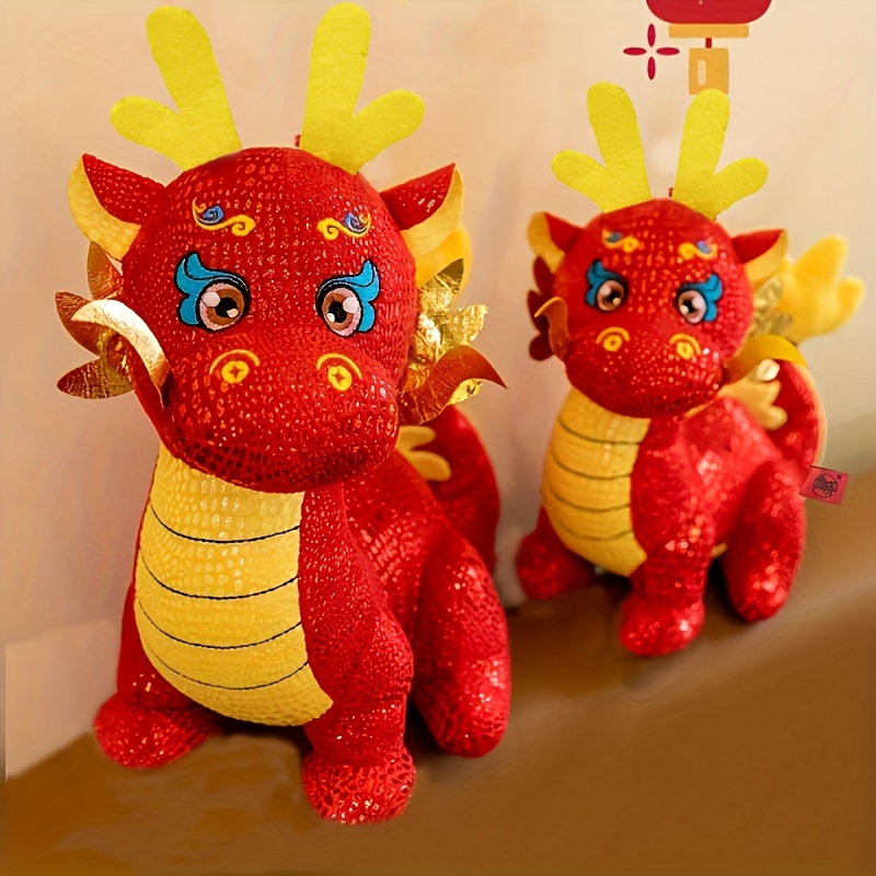 Shappy 3 Pcs 12 Inch Chinese New Year Dragon Year of The Dragon 2024 Plush  Mascot Doll 3D Chinese Zodiac Stuffed Animals Dragon Toy for Chinese New