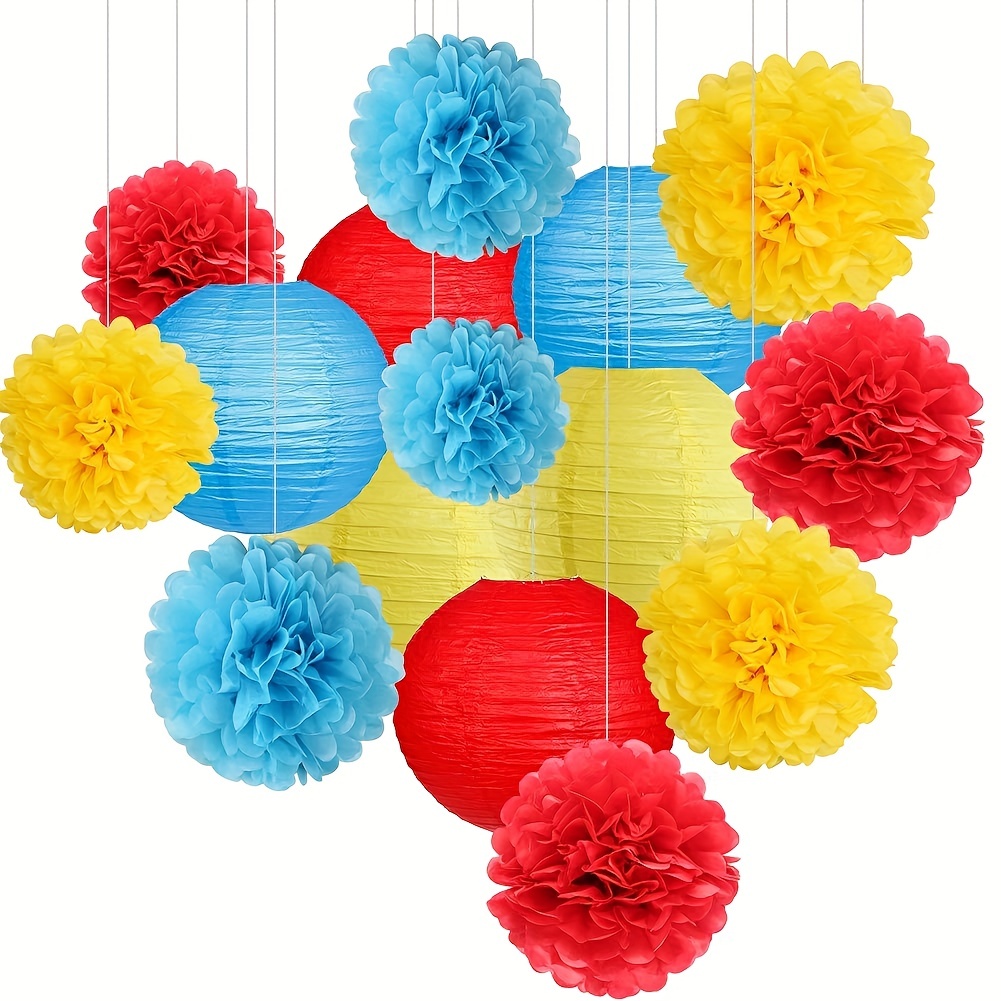 Birthday Party Supplies Red Yellow Blue - Temu