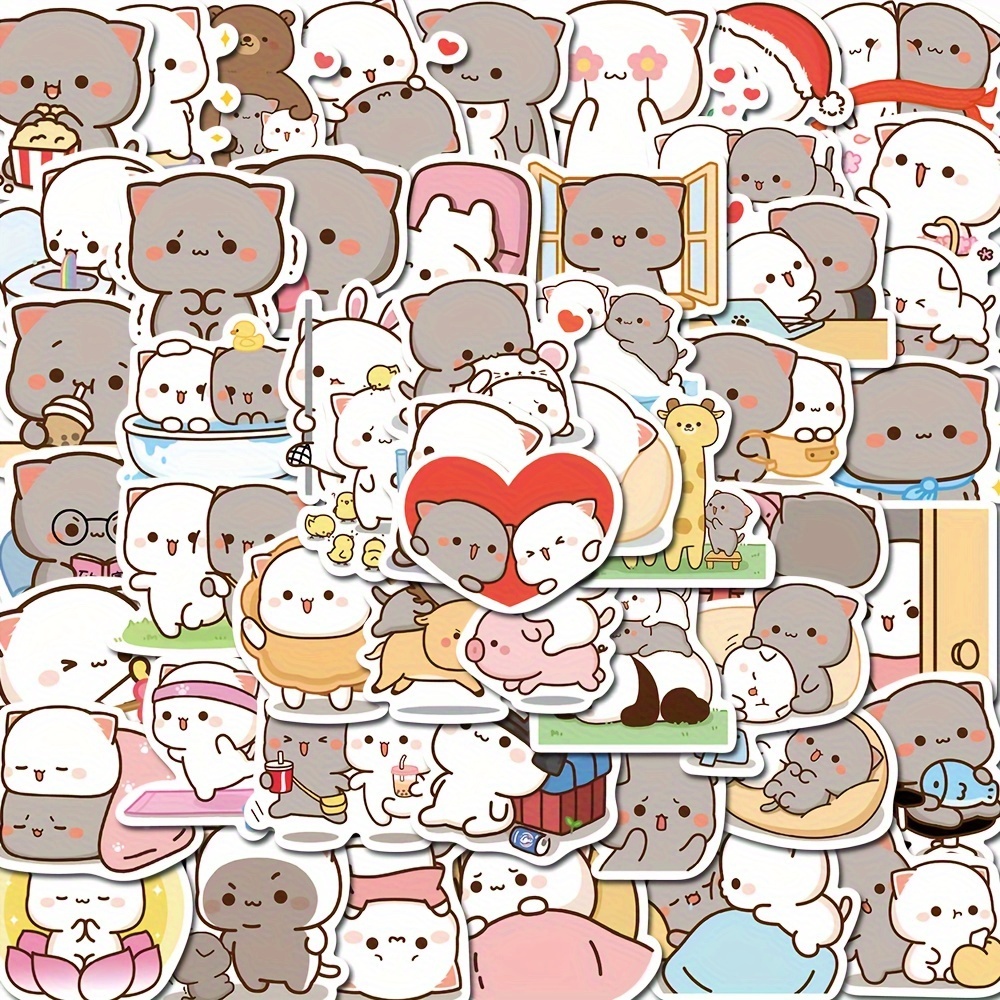 100 pegatinas kawaii lindas anime, anime, estética, meme, dibujos animados,  japonés, oso, conejito, vsco, calcomanía kawaii, cosas para laptop