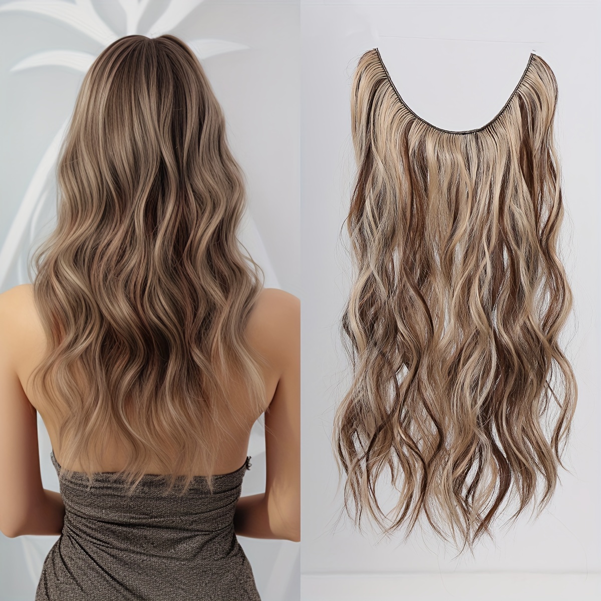 Long Curly Wavy Hair Extensions 55-88 cm Invisible Wire for Women