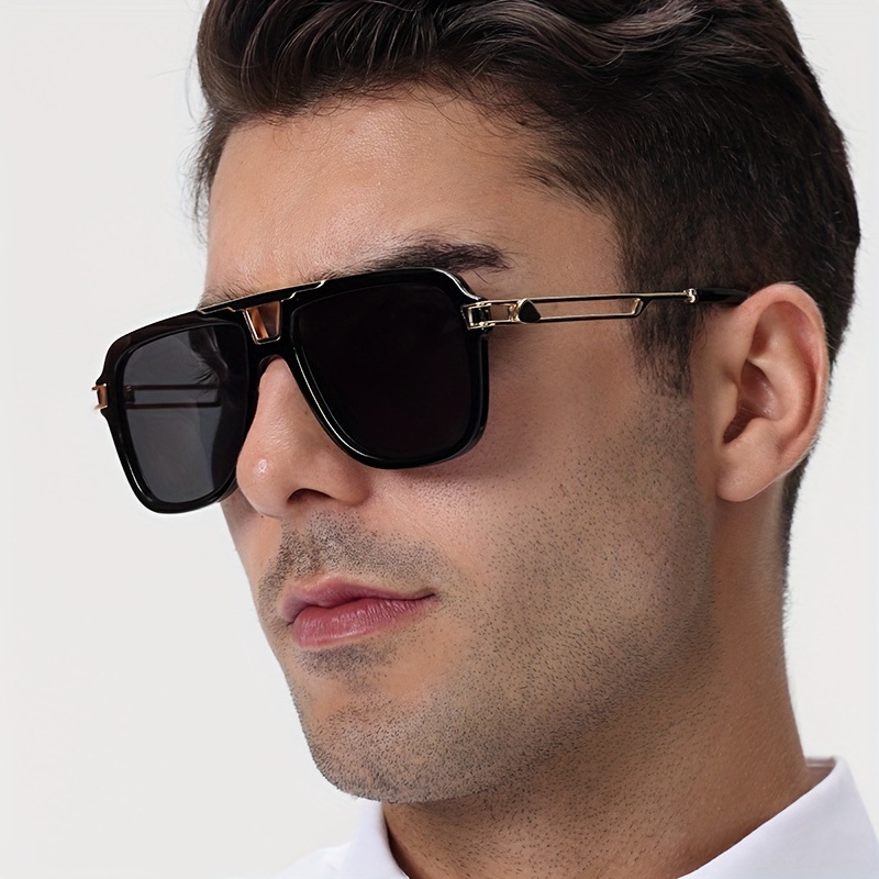 1pc Mens New Fashionable Sunglasses Unisex Wide T Temple Square Frames Pc  Lens Sunglasses, Don't Miss These Great Deals