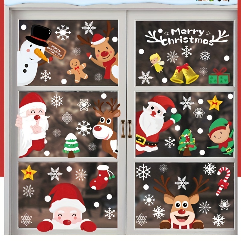 Christmas Snowflake Window Clings Stickers For Glass Xmas - Temu